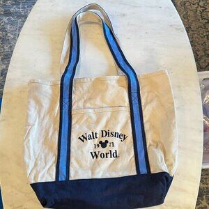 Walt Disney World Vintage Style Collectible‎ Canvas Tote Bag Embroidered Blue